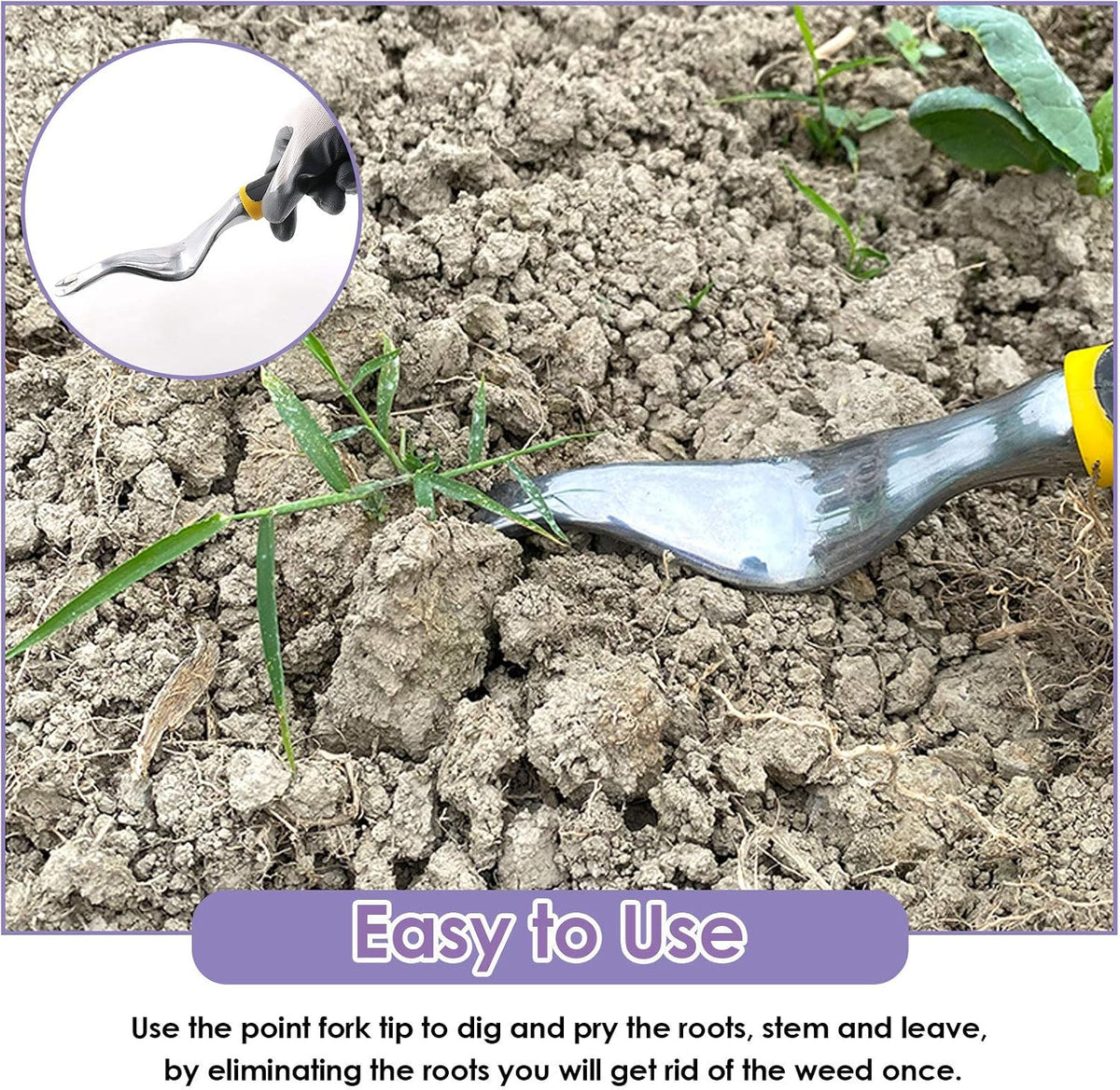 5Pcs Manual Weeders Puller Tool Kit, Weed Puller Tool Garden Handle Weeder Removal Tool Garden Trowel with Ergonomic Handle Weeding Tool with Protective Gloves for Garden Lawn