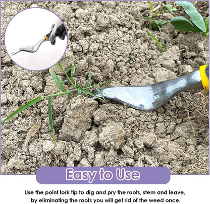 5Pcs Manual Weeders Puller Tool Kit, Weed Puller Tool Garden Handle Weeder Removal Tool Garden Trowel with Ergonomic Handle Weeding Tool with Protective Gloves for Garden Lawn