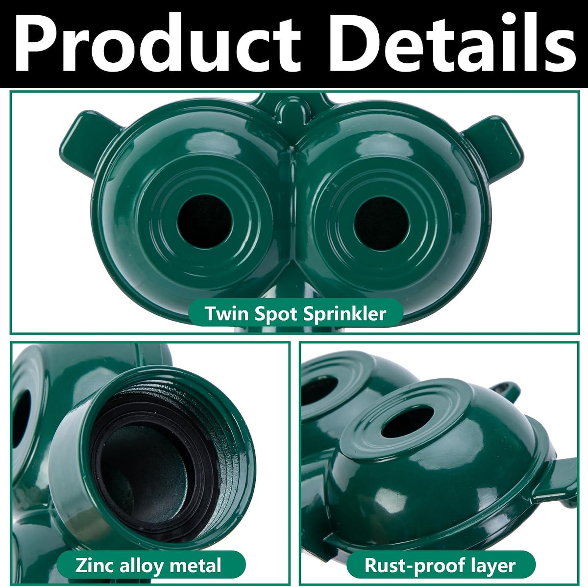 2 Pcs Twin Spot Stationary Sprinkler, Metal Dual Circle Sprinkler Head