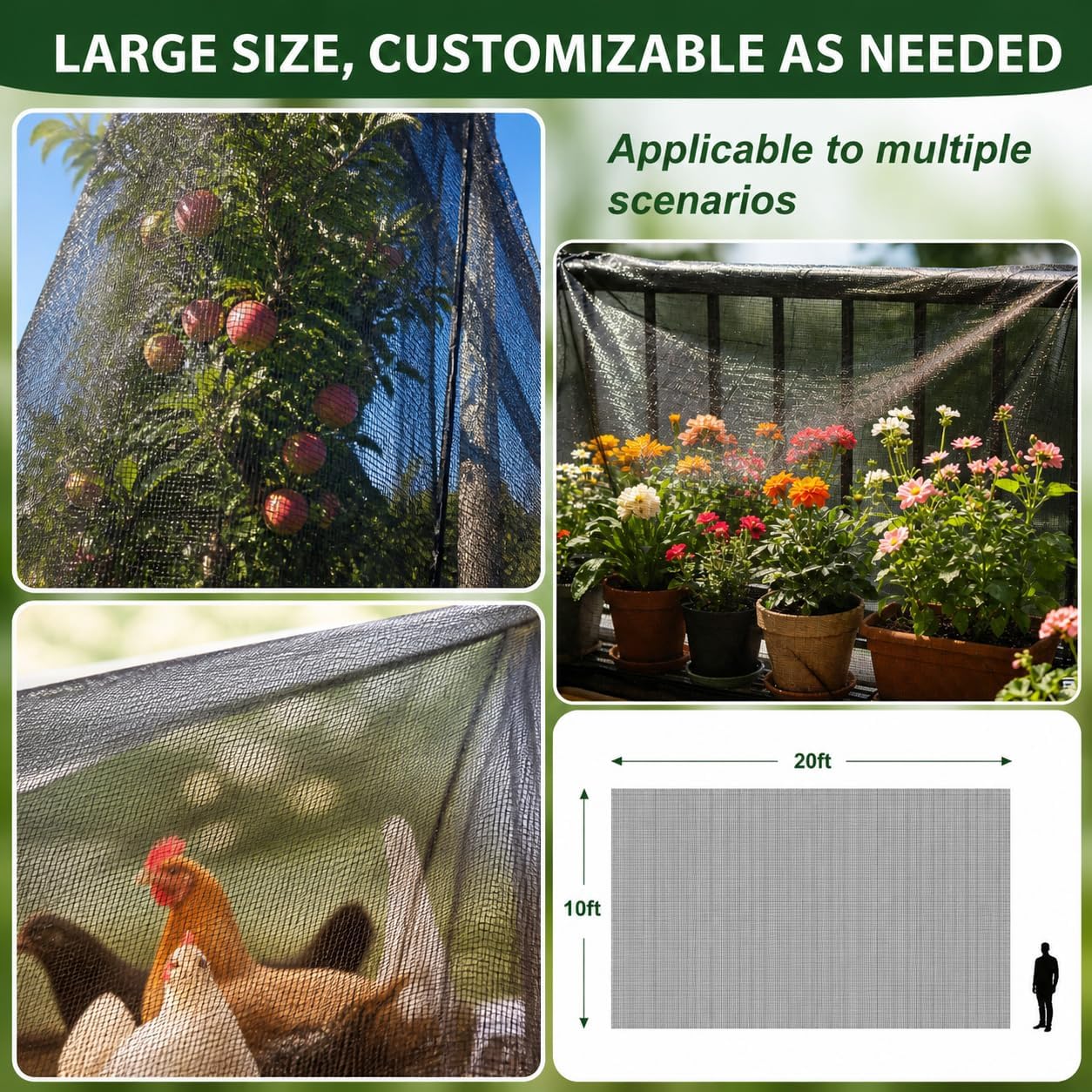 4 x10 ft Black Garden Netting Row Cover, Ultra Fine Mesh for Protection Row Cover Raised Bed Screen Mesh Greenhouse Mosquito Net, Protecting Tree Plants Vegetable Flowers Fruits