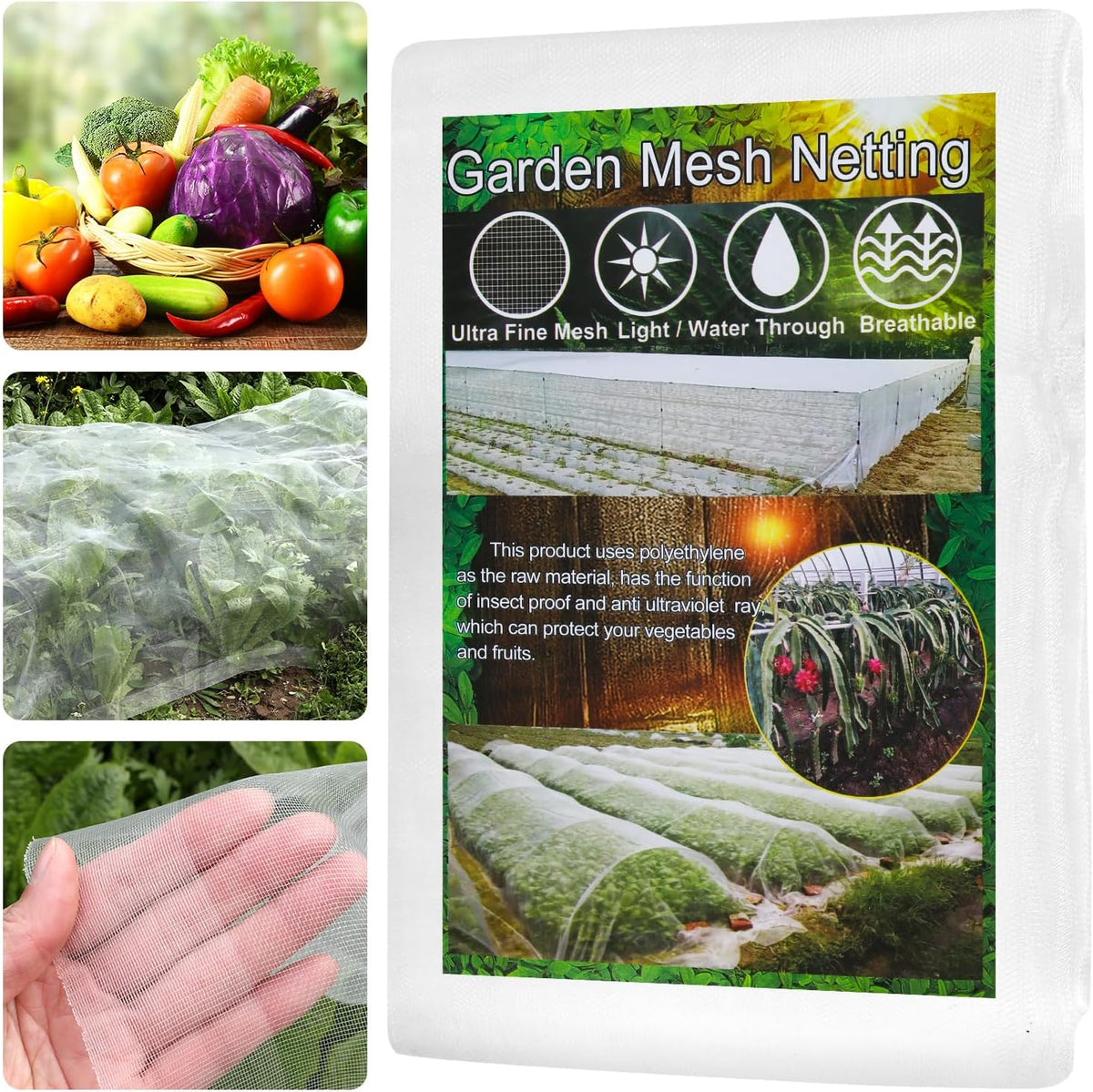 4 x10 ft Black Garden Netting Row Cover, Ultra Fine Mesh for Protection Row Cover Raised Bed Screen Mesh Greenhouse Mosquito Net, Protecting Tree Plants Vegetable Flowers Fruits