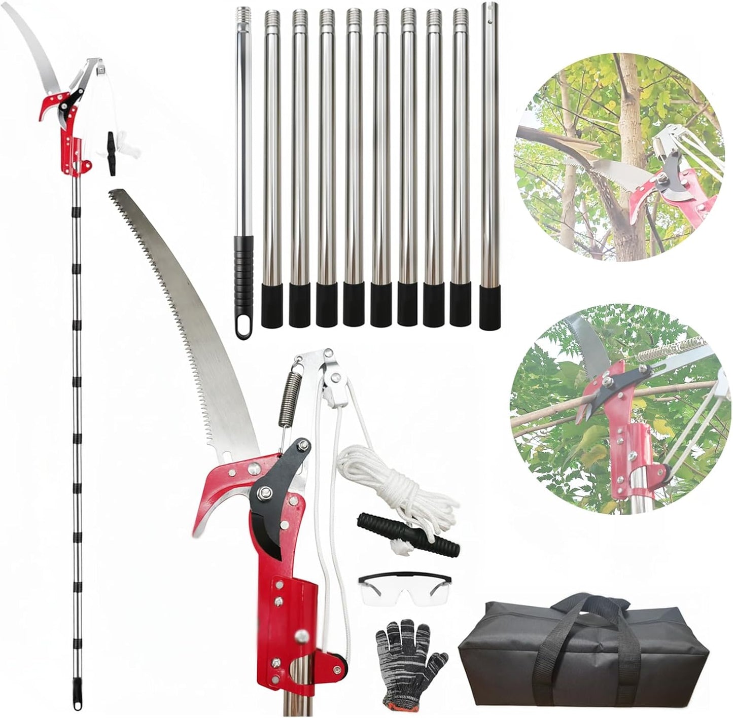 Extendable Pole Saw & Pruner, 13.6FT 2-in-1 Tree Trimmer