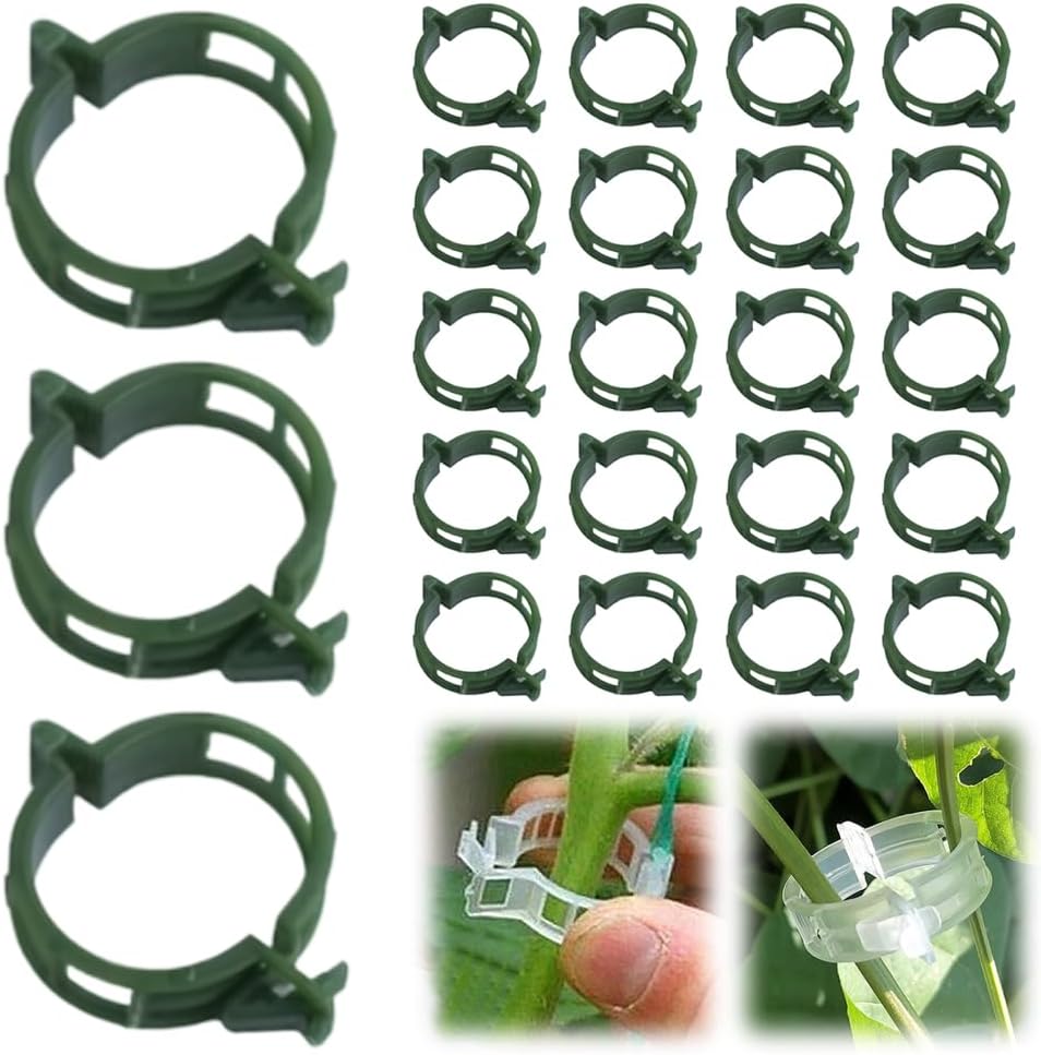 Secured Plastic Plant Clip, 2026 Upgraded Plant Support Clips Reusable Garden Clips, Plant Support Clips Garden Climbing Vines Fixing Clip Trellis Clips Climbing Tomato Clip (Green, 50pcs)