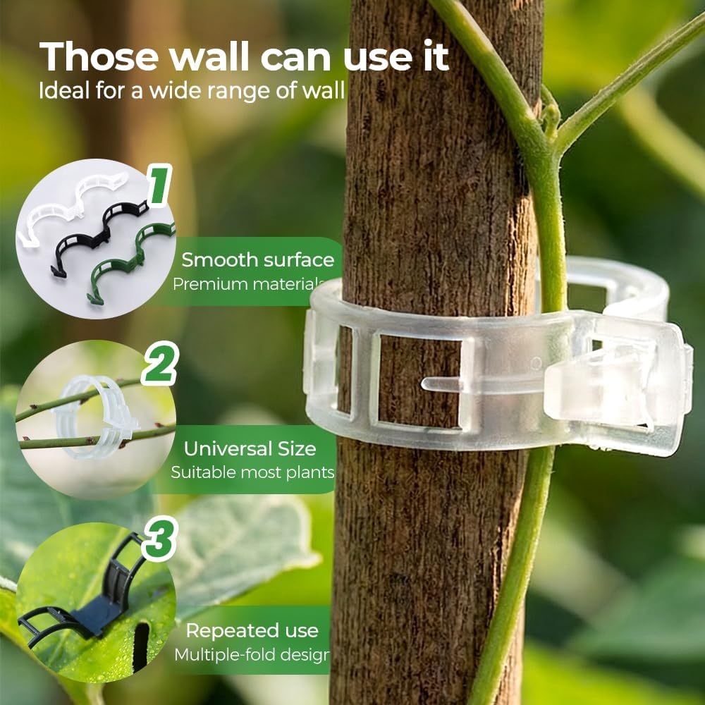 Secured Plastic Plant Clip, 2026 Upgraded Plant Support Clips Reusable Garden Clips, Plant Support Clips Garden Climbing Vines Fixing Clip Trellis Clips Climbing Tomato Clip (Green, 50pcs)