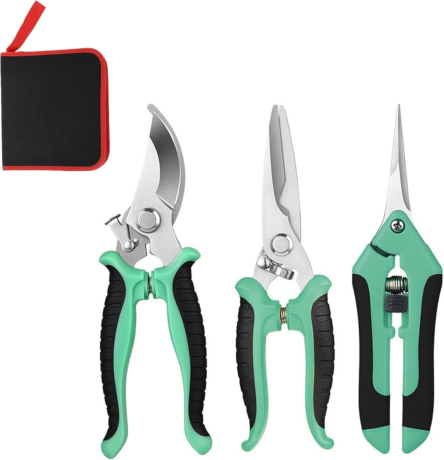 3PCS Garden Pruning Shears Set - Heavy Duty Bypass Pruners, Sharp Stainless Steel Gardening Scissors with Ergonomic Handle, Secateurs for Plants, Flowers, Fruit Trees, Bush Trimming (Yellow)