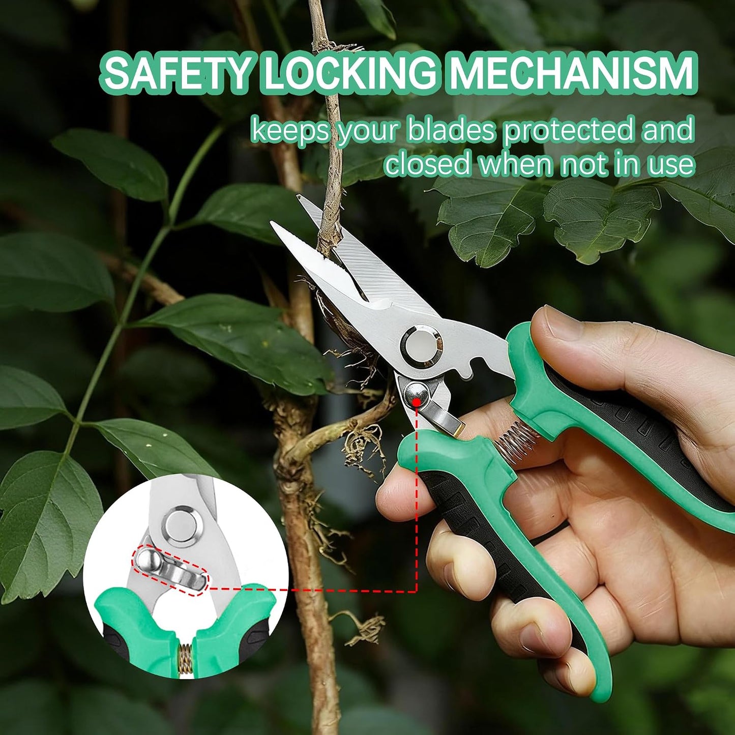 3PCS Garden Pruning Shears Set - Heavy Duty Bypass Pruners, Sharp Stainless Steel Gardening Scissors with Ergonomic Handle, Secateurs for Plants, Flowers, Fruit Trees, Bush Trimming (Yellow)
