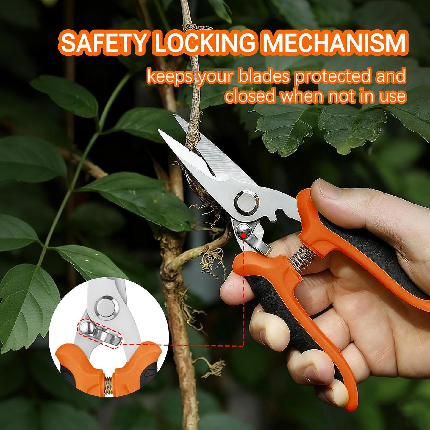 3PCS Garden Pruning Shears Set - Heavy Duty Bypass Pruners, Sharp Stainless Steel Gardening Scissors with Ergonomic Handle, Secateurs for Plants, Flowers, Fruit Trees, Bush Trimming (Yellow)