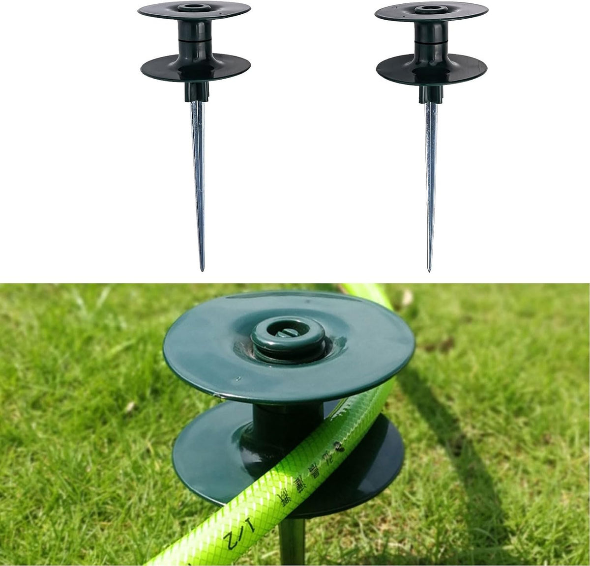 Garden Hose Smooth Roller Guide with Heavy Duty Zinc Spike, ABS Resin Wheel for Hose Protection Around Plants(2pcs)