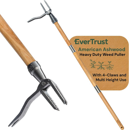 4-Claw Stand Up Weed Puller Tool, Long Handle for Weed Removal