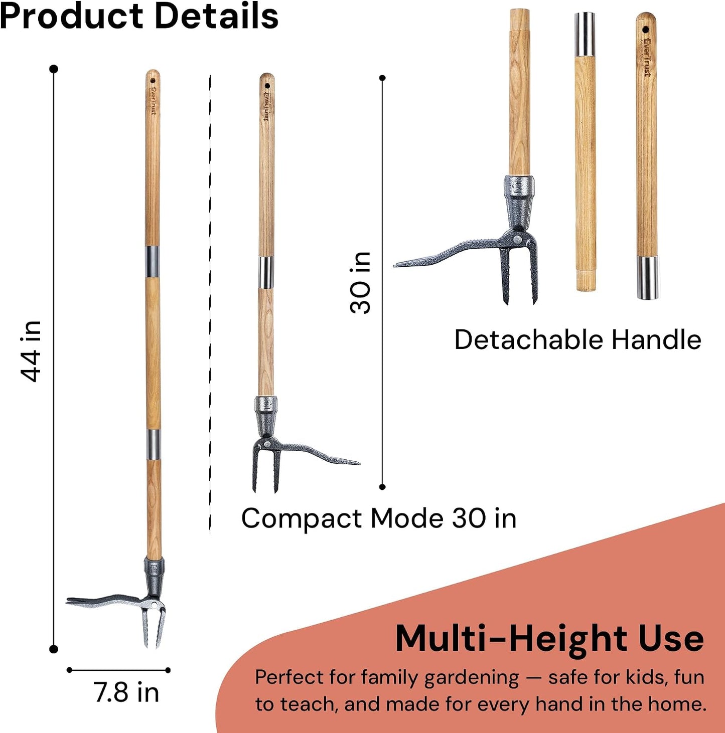 4-Claw Stand Up Weed Puller Tool, Long Handle for Weed Removal