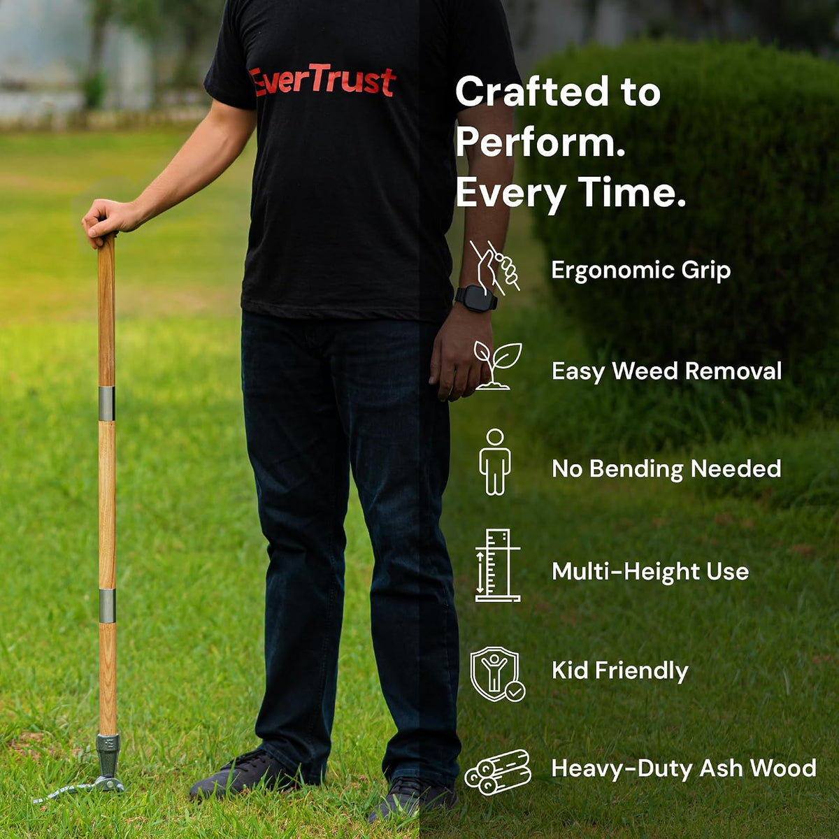 4-Claw Stand Up Weed Puller Tool, Long Handle for Weed Removal