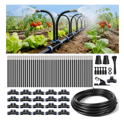 75FT High-Flow Garden Irrigation System, 12mm Main Tubing, 40 Nozzles