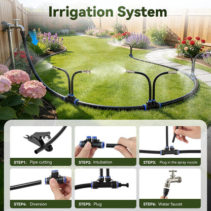 75FT High-Flow Garden Irrigation System, 12mm Main Tubing, 40 Nozzles