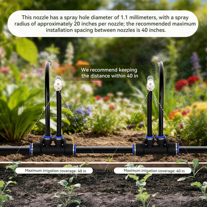 75FT High-Flow Garden Irrigation System, 12mm Main Tubing, 40 Nozzles