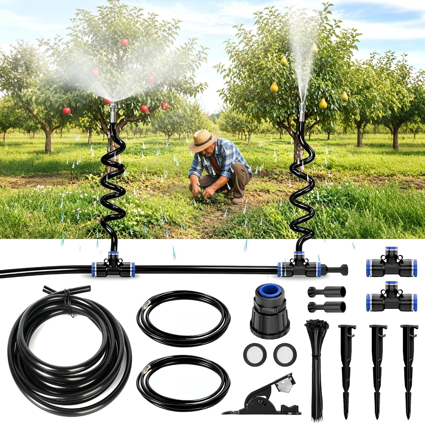 75FT High-Flow Garden Irrigation System, 12mm Main Tubing, 40 Nozzles