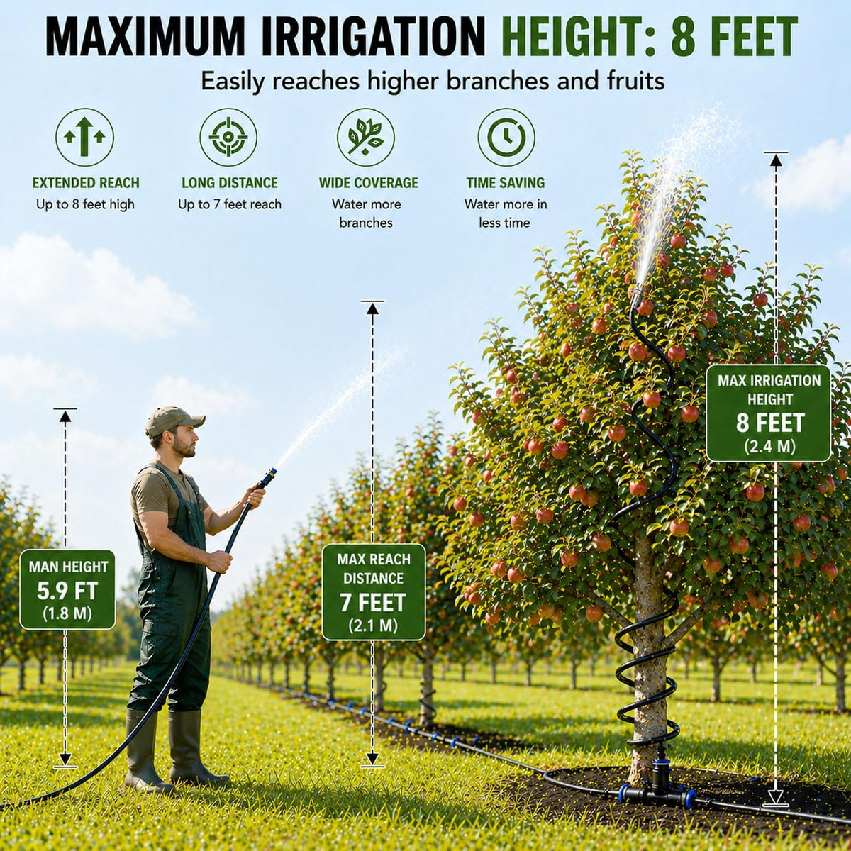 75FT High-Flow Garden Irrigation System, 12mm Main Tubing, 40 Nozzles
