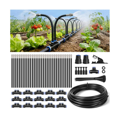 75FT High-Flow Garden Irrigation System, 12mm Main Tubing, 40 Nozzles