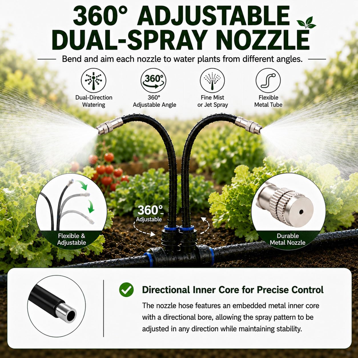 75FT High-Flow Garden Irrigation System, 12mm Main Tubing, 40 Nozzles