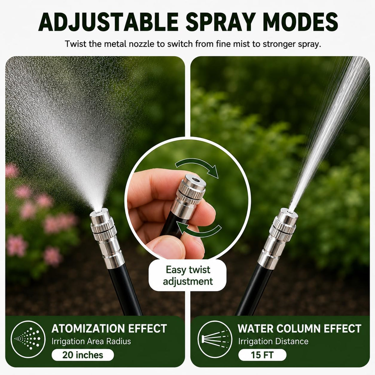 75FT High-Flow Garden Irrigation System, 12mm Main Tubing, 40 Nozzles