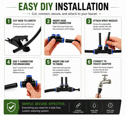75FT High-Flow Garden Irrigation System, 12mm Main Tubing, 40 Nozzles