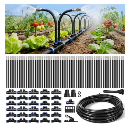 75FT High-Flow Garden Irrigation System, 12mm Main Tubing, 40 Nozzles