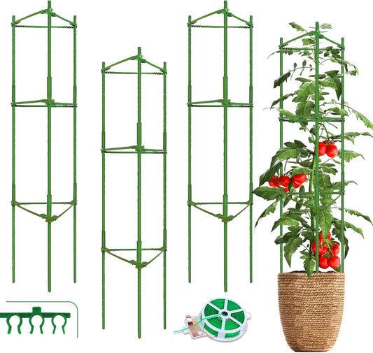3 Pack Tomato Cages - Tomato Trellis Plant Support Stake Cage for Garden and Pots, Adjustable Tomato Plant Cage Tall Up to 48 Inch for Raised Garden Bed Outdoor Climbing Plants Vegetables