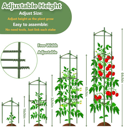3 Pack Tomato Cages - Tomato Trellis Plant Support Stake Cage for Garden and Pots, Adjustable Tomato Plant Cage Tall Up to 48 Inch for Raised Garden Bed Outdoor Climbing Plants Vegetables