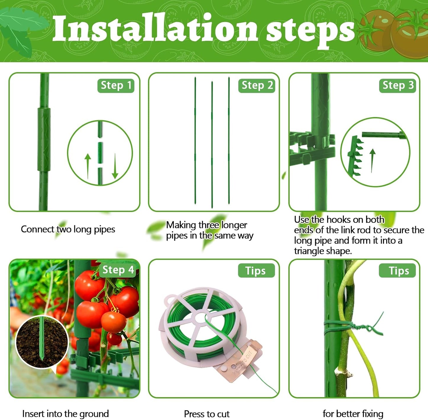 3 Pack Tomato Cages - Tomato Trellis Plant Support Stake Cage for Garden and Pots, Adjustable Tomato Plant Cage Tall Up to 48 Inch for Raised Garden Bed Outdoor Climbing Plants Vegetables