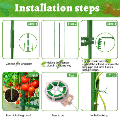 3 Pack Tomato Cages - Tomato Trellis Plant Support Stake Cage for Garden and Pots, Adjustable Tomato Plant Cage Tall Up to 48 Inch for Raised Garden Bed Outdoor Climbing Plants Vegetables