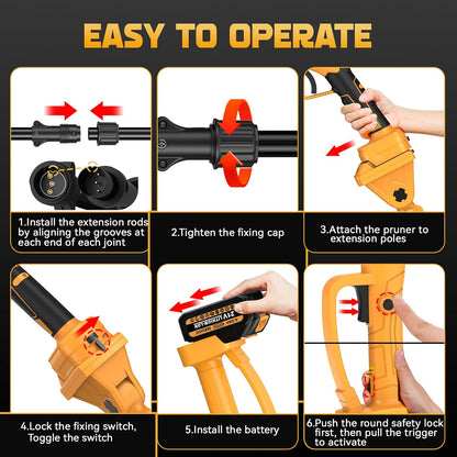 Electric Pole Pruner, 1.6" Crodless Pruning Shears for Tree Trimming