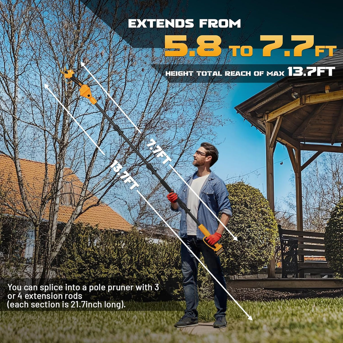 Electric Pole Pruner, 1.6" Crodless Pruning Shears for Tree Trimming