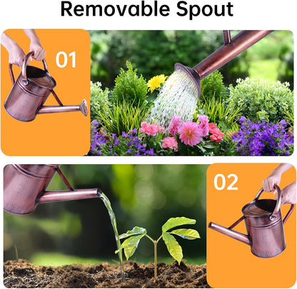 Metal Watering Can for Outdoor Plants, 1 Gallon Galvanized Steel Watering Can with Removable spout for Outdoor & Indoor Use, Perfect for Garden Flower, Houseplants, Copper