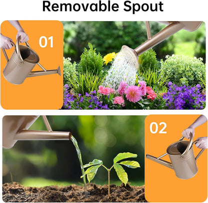 Metal Watering Can for Outdoor Plants, 1 Gallon Galvanized Steel Watering Can with Removable spout for Outdoor & Indoor Use, Perfect for Garden Flower, Houseplants, Copper