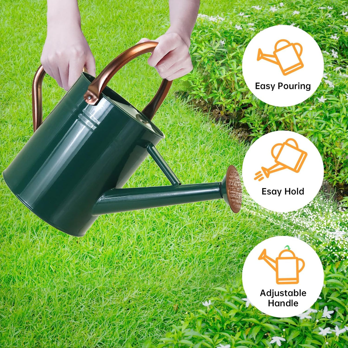 Metal Watering Can for Outdoor Plants, 1 Gallon Galvanized Steel Watering Can with Removable spout for Outdoor & Indoor Use, Perfect for Garden Flower, Houseplants, Copper