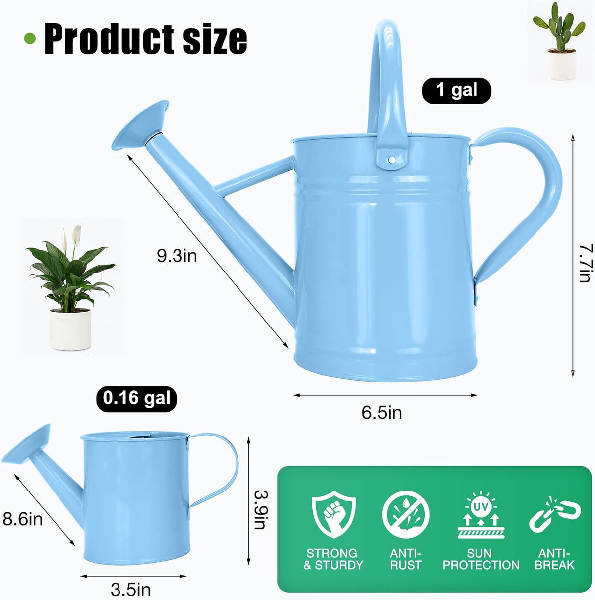 Metal Watering Can for Outdoor Plants, 1 Gallon Galvanized Steel Watering Can with Removable spout for Outdoor & Indoor Use, Perfect for Garden Flower, Houseplants, Copper