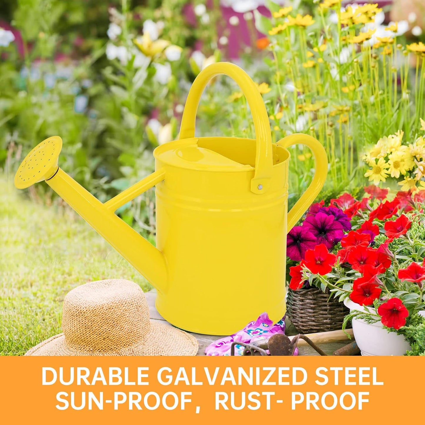 Metal Watering Can for Outdoor Plants, 1 Gallon Galvanized Steel Watering Can with Removable spout for Outdoor & Indoor Use, Perfect for Garden Flower, Houseplants, Copper