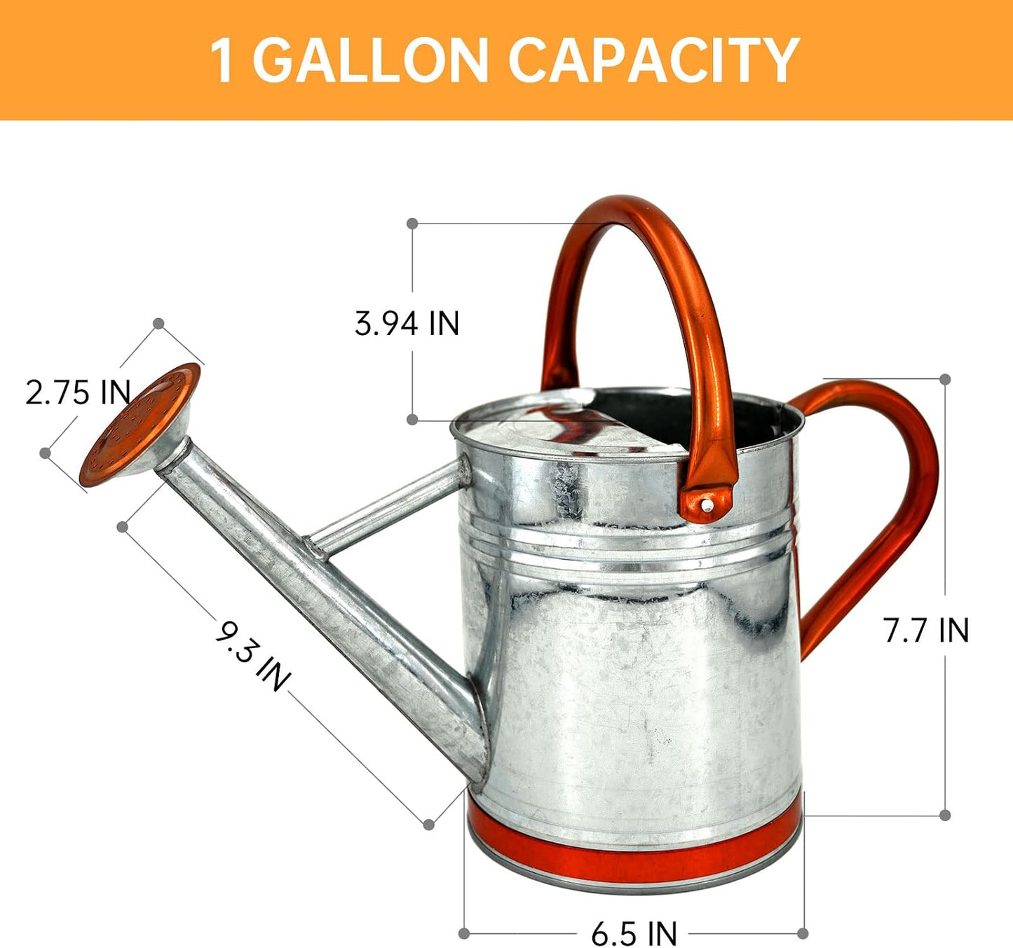Metal Watering Can for Outdoor Plants, 1 Gallon Galvanized Steel Watering Can with Removable spout for Outdoor & Indoor Use, Perfect for Garden Flower, Houseplants, Copper