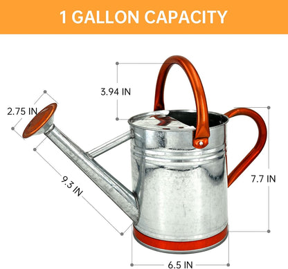 Metal Watering Can for Outdoor Plants, 1 Gallon Galvanized Steel Watering Can with Removable spout for Outdoor & Indoor Use, Perfect for Garden Flower, Houseplants, Copper