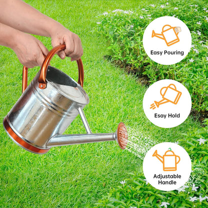 Metal Watering Can for Outdoor Plants, 1 Gallon Galvanized Steel Watering Can with Removable spout for Outdoor & Indoor Use, Perfect for Garden Flower, Houseplants, Copper