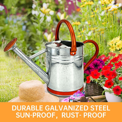 Metal Watering Can for Outdoor Plants, 1 Gallon Galvanized Steel Watering Can with Removable spout for Outdoor & Indoor Use, Perfect for Garden Flower, Houseplants, Copper