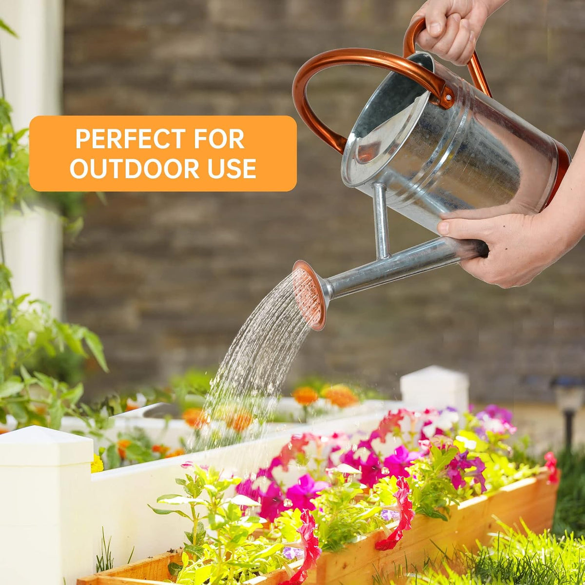 Metal Watering Can for Outdoor Plants, 1 Gallon Galvanized Steel Watering Can with Removable spout for Outdoor & Indoor Use, Perfect for Garden Flower, Houseplants, Copper