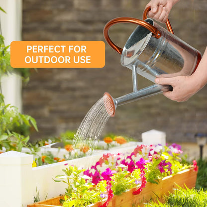 Metal Watering Can for Outdoor Plants, 1 Gallon Galvanized Steel Watering Can with Removable spout for Outdoor & Indoor Use, Perfect for Garden Flower, Houseplants, Copper