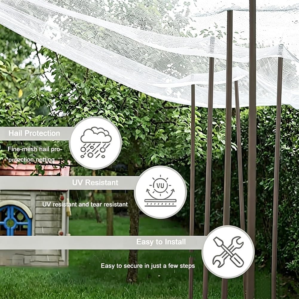 Heavy Duty Hail Netting for Garden - HDPE Mesh Cover for Fruit and Vegetable Protection - Weather-Resistant and Tear-Proof Design Reusable Floating Row Cover Net(2 x 5 m/6.6 x 16.4 ft) - Colors B