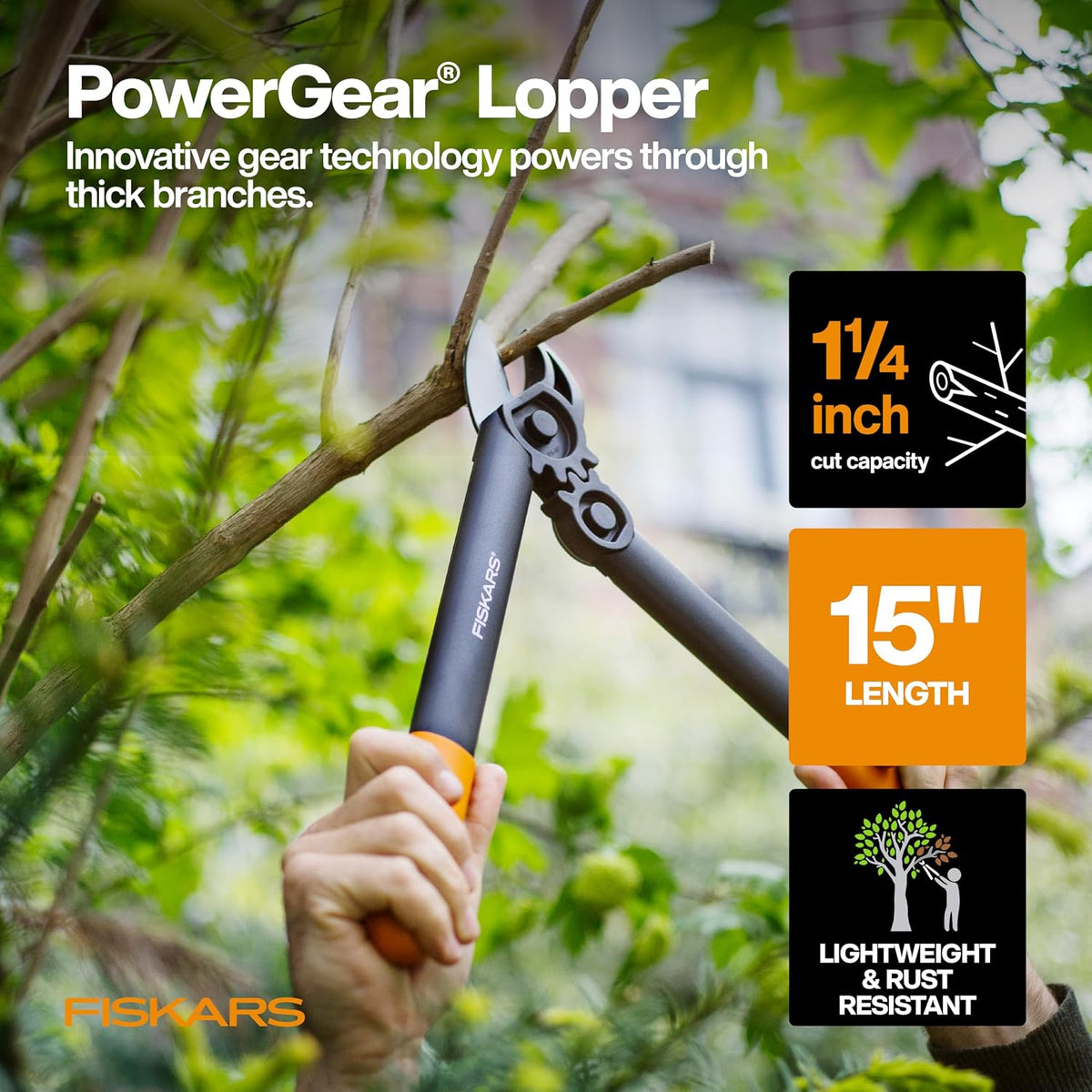 28” Garden Bypass Loppers, Tree Trimmer with 1.5" Cut Capacity