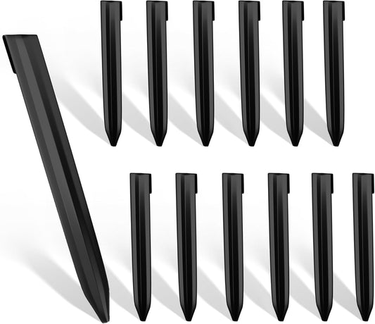 Landscape Edging Stakes, 13Pcs 8Inch Corrugated Metal Garden Stakes Galvanized Steel Bender Board Anchoring Spikes, Black