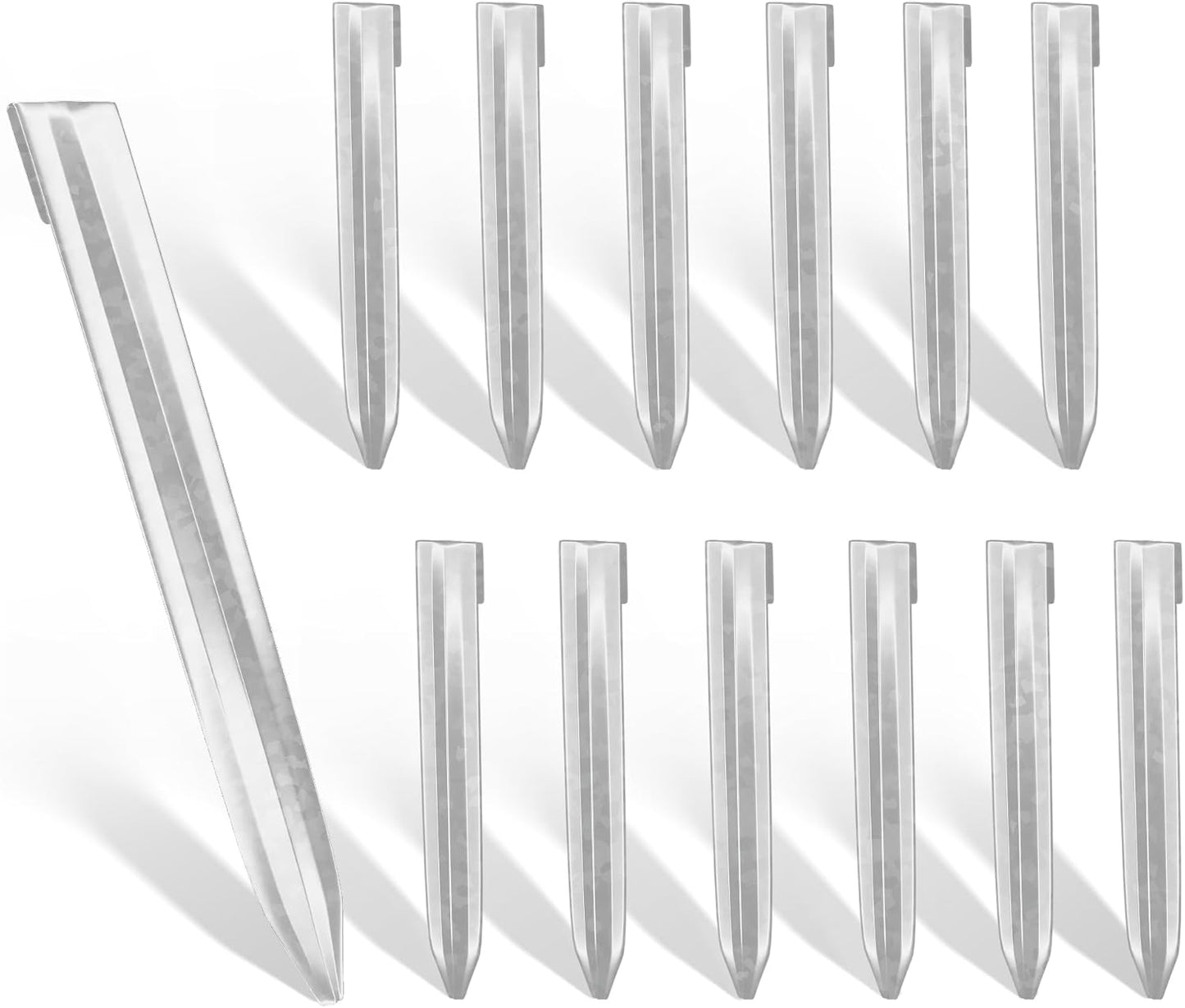 Landscape Edging Stakes, 13Pcs 8Inch Corrugated Metal Garden Stakes Galvanized Steel Bender Board Anchoring Spikes, Black