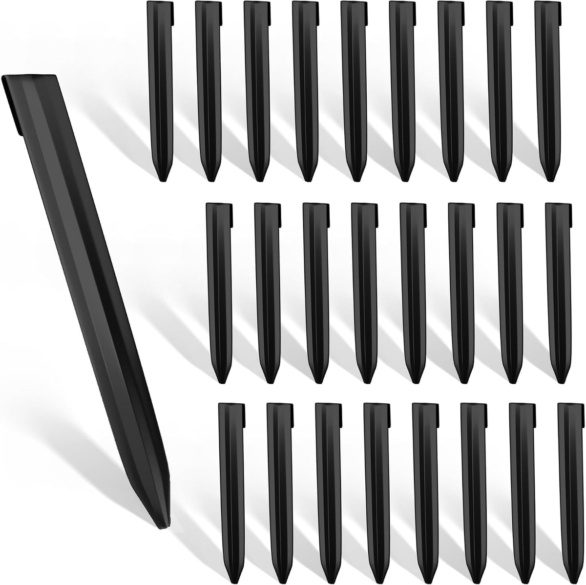 Landscape Edging Stakes, 13Pcs 8Inch Corrugated Metal Garden Stakes Galvanized Steel Bender Board Anchoring Spikes, Black