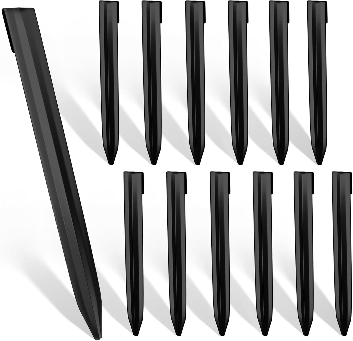 Landscape Edging Stakes, 13Pcs 8Inch Corrugated Metal Garden Stakes Galvanized Steel Bender Board Anchoring Spikes, Black