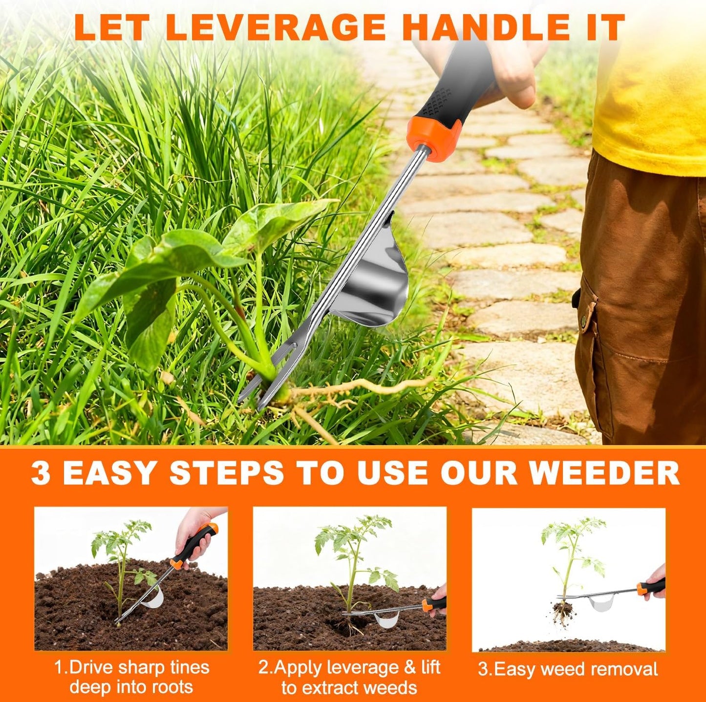 2026 Weed Puller Tool, 4 Pack New Garden Stainless Steel Weeder Tool Hand Weeder Tool,Multi-Purpose Weed Remover Tool Weeding Tools for Gardening