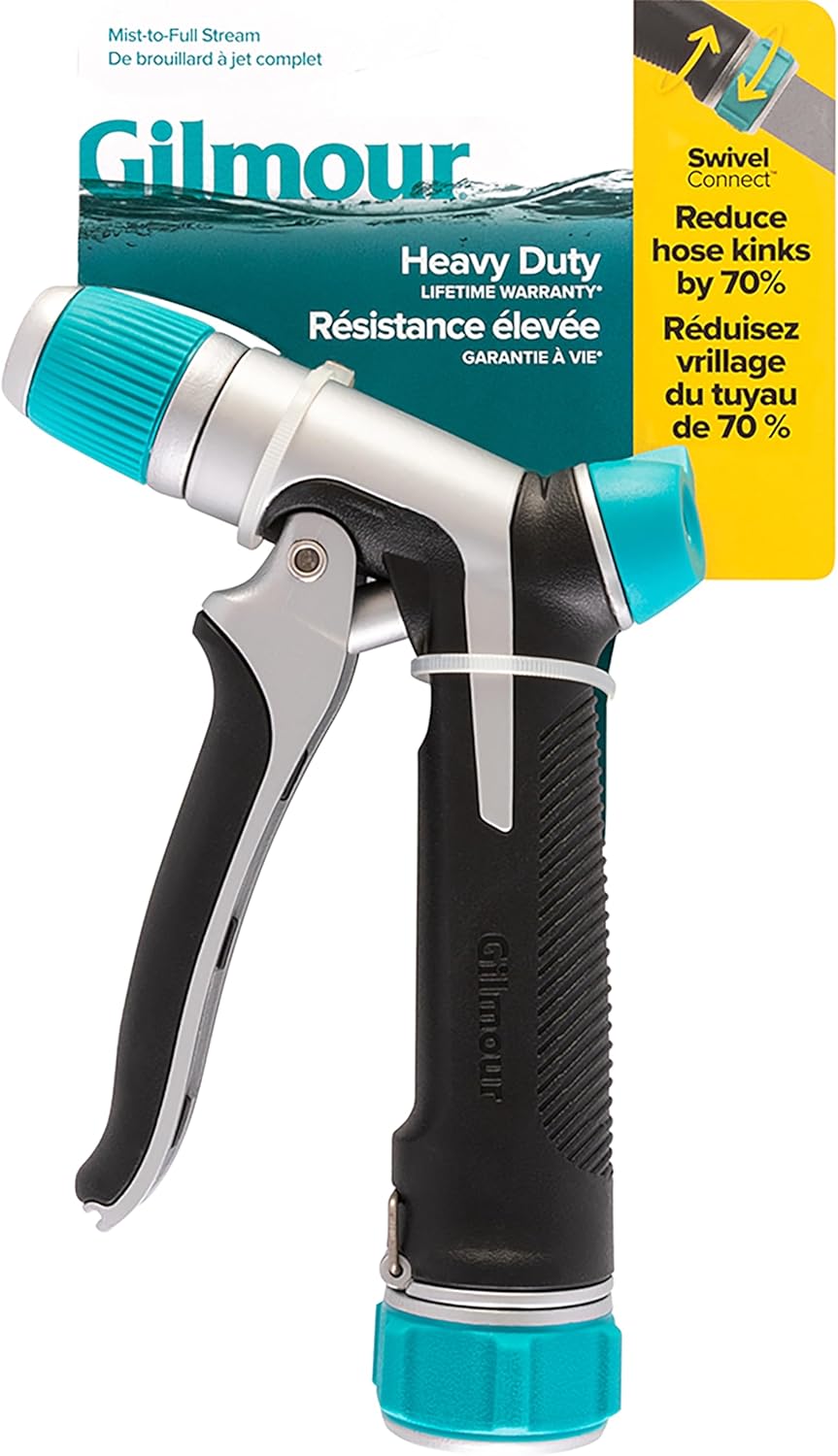 Heavy Duty Front Control Garden Hose Nozzle with Adjustable Spray Pattern, Water Hose Nozzle for Watering Garden or Lawn